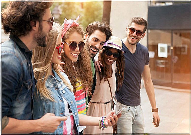 Group of friends strolling