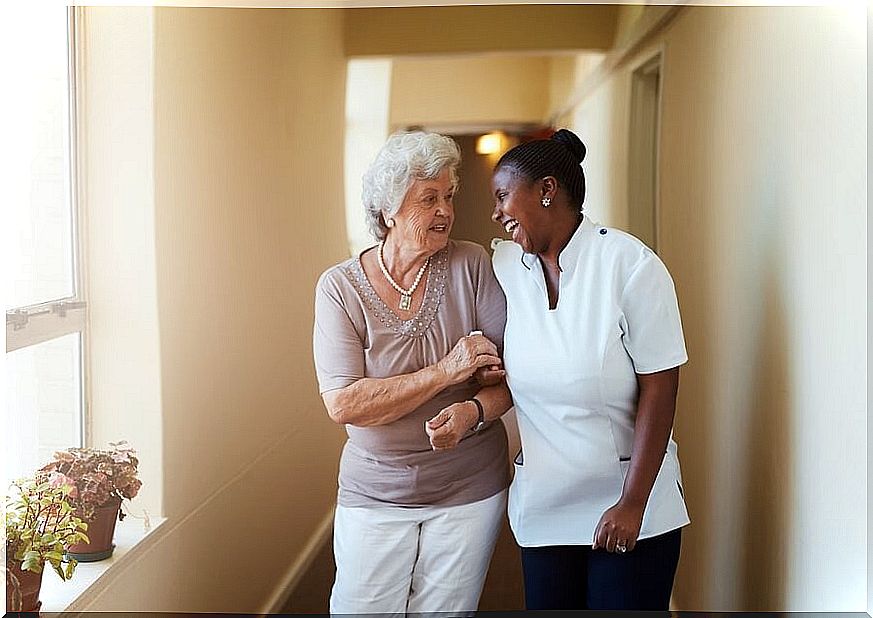 Two women talking