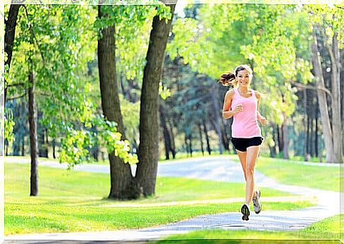 Young girl exercising