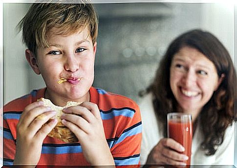 Child eating sandwich