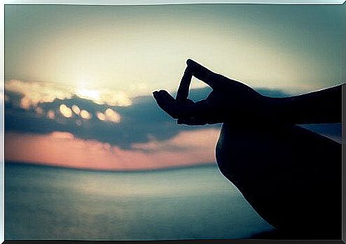 Hand of a person meditating