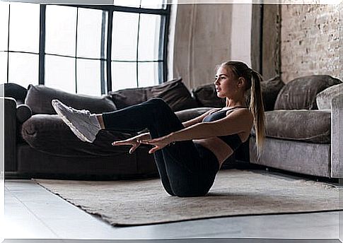 Woman doing sports at home