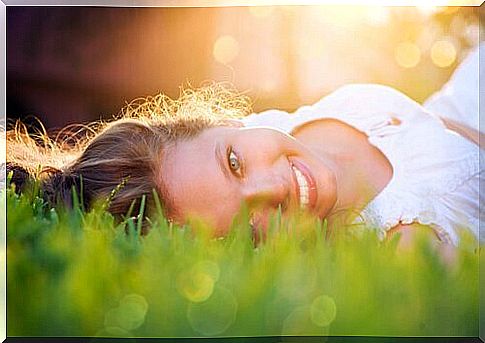 Woman who knows how to love herself smiling