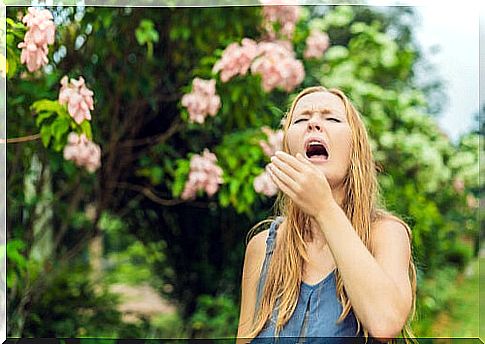 Sneezing woman