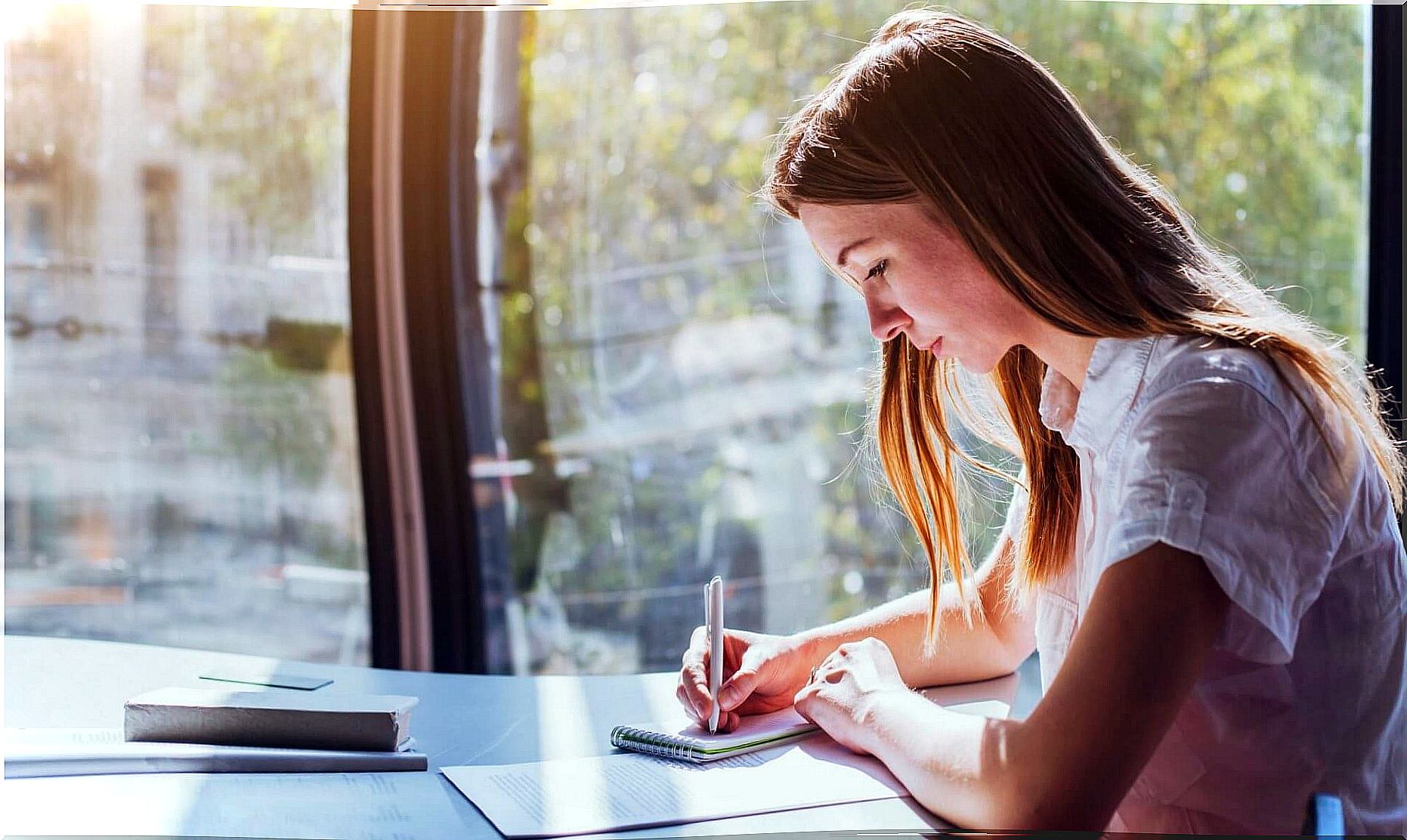 Girl studying exams