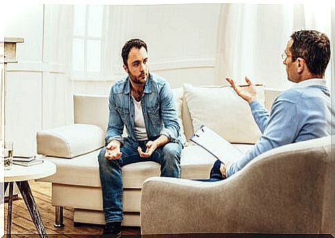 Man at psychologist's office