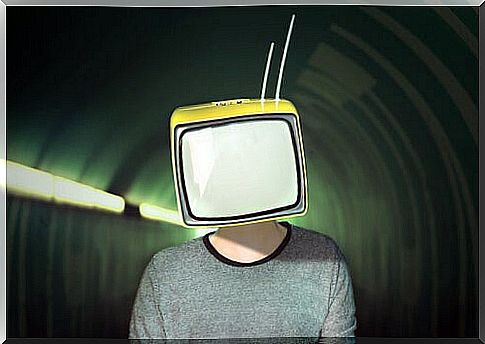 Man with television on head depicting mass manipulation strategies