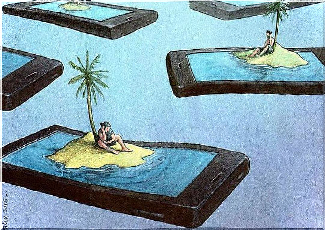 Isolated people on your phone